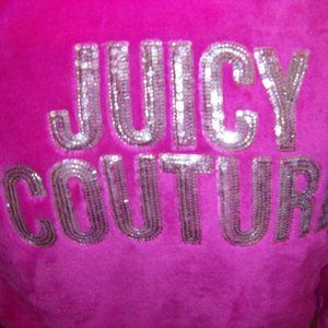 Juicy Couture Plush Robe Pink Juicy Silver Sequin Logo on Back Women's Sizes New
